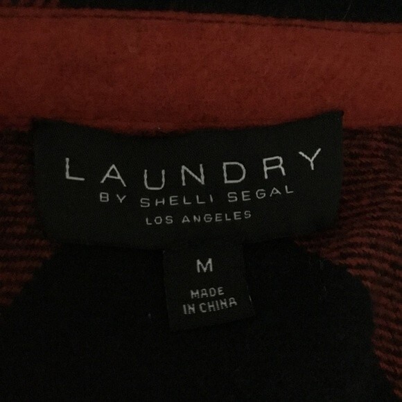 Laundry by Shelli Segal Buffalo Plaid Belted Flannel Shacket Red & Black M - Picture 10 of 10
